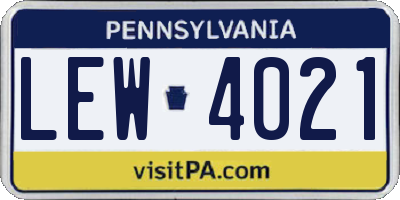 PA license plate LEW4021