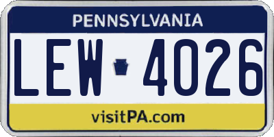 PA license plate LEW4026