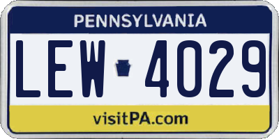 PA license plate LEW4029