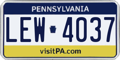 PA license plate LEW4037