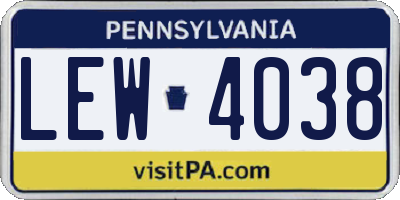 PA license plate LEW4038