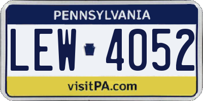 PA license plate LEW4052