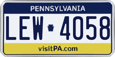 PA license plate LEW4058