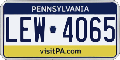 PA license plate LEW4065