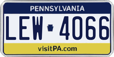 PA license plate LEW4066
