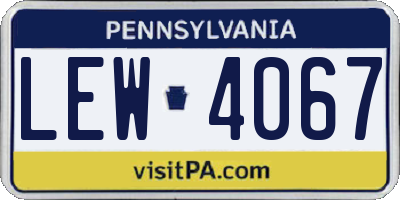 PA license plate LEW4067