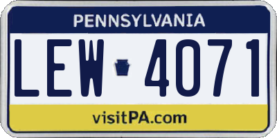 PA license plate LEW4071