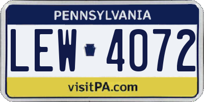PA license plate LEW4072