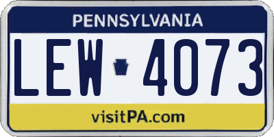 PA license plate LEW4073