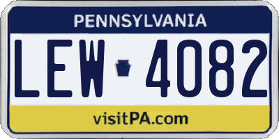 PA license plate LEW4082