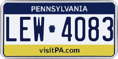 PA license plate LEW4083