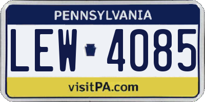 PA license plate LEW4085