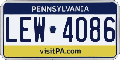 PA license plate LEW4086