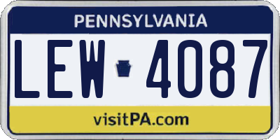 PA license plate LEW4087