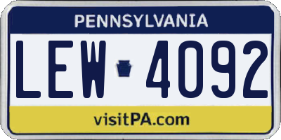 PA license plate LEW4092