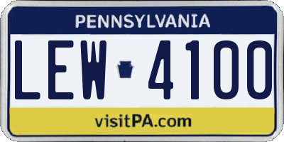 PA license plate LEW4100