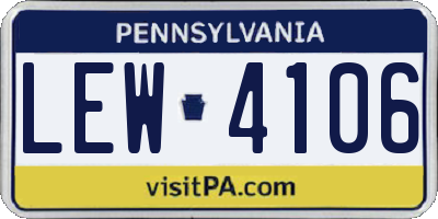 PA license plate LEW4106