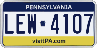PA license plate LEW4107