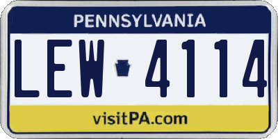 PA license plate LEW4114