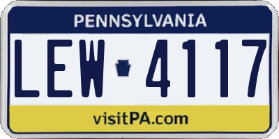 PA license plate LEW4117