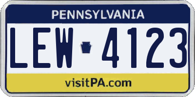 PA license plate LEW4123