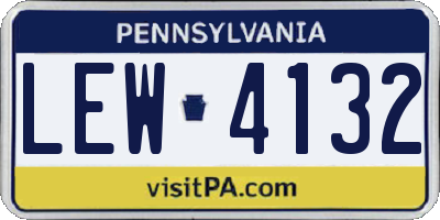 PA license plate LEW4132