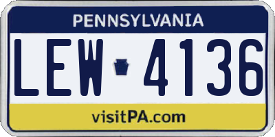 PA license plate LEW4136