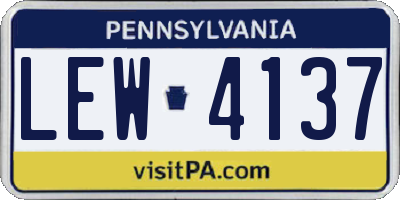 PA license plate LEW4137