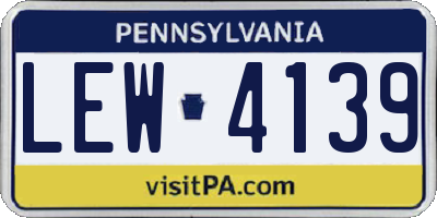 PA license plate LEW4139