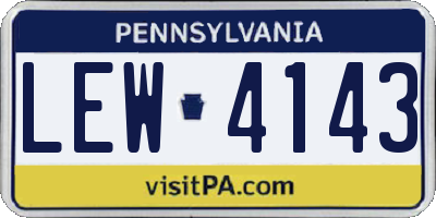 PA license plate LEW4143