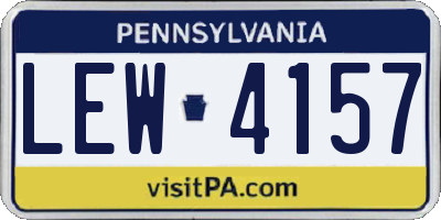 PA license plate LEW4157