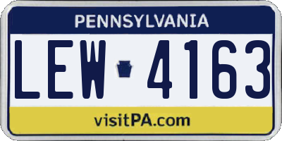 PA license plate LEW4163