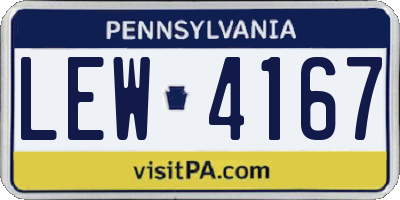 PA license plate LEW4167