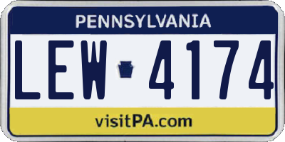 PA license plate LEW4174