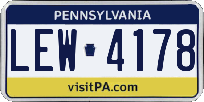 PA license plate LEW4178