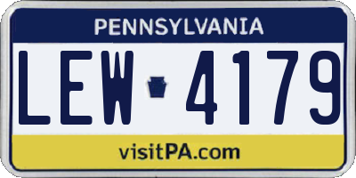 PA license plate LEW4179