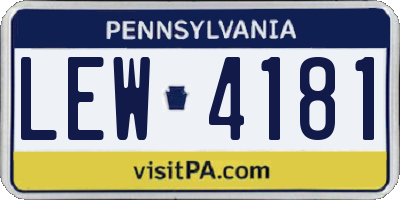 PA license plate LEW4181
