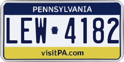 PA license plate LEW4182