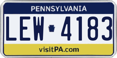 PA license plate LEW4183