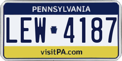 PA license plate LEW4187