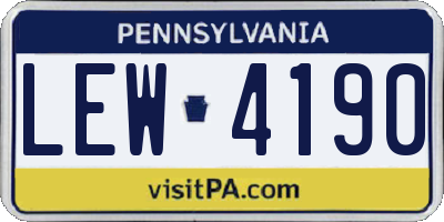 PA license plate LEW4190