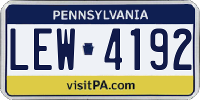 PA license plate LEW4192