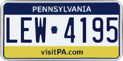 PA license plate LEW4195