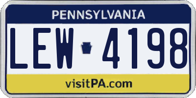 PA license plate LEW4198