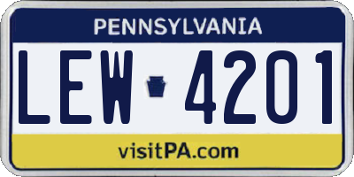 PA license plate LEW4201