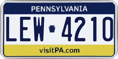 PA license plate LEW4210