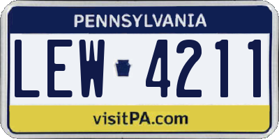 PA license plate LEW4211