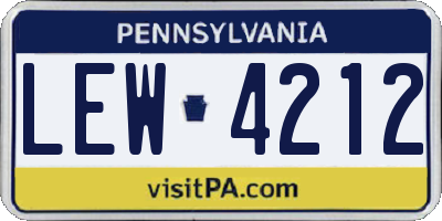 PA license plate LEW4212