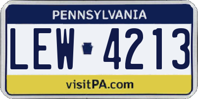 PA license plate LEW4213