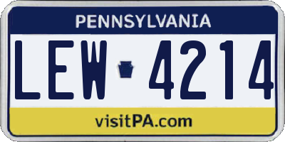 PA license plate LEW4214